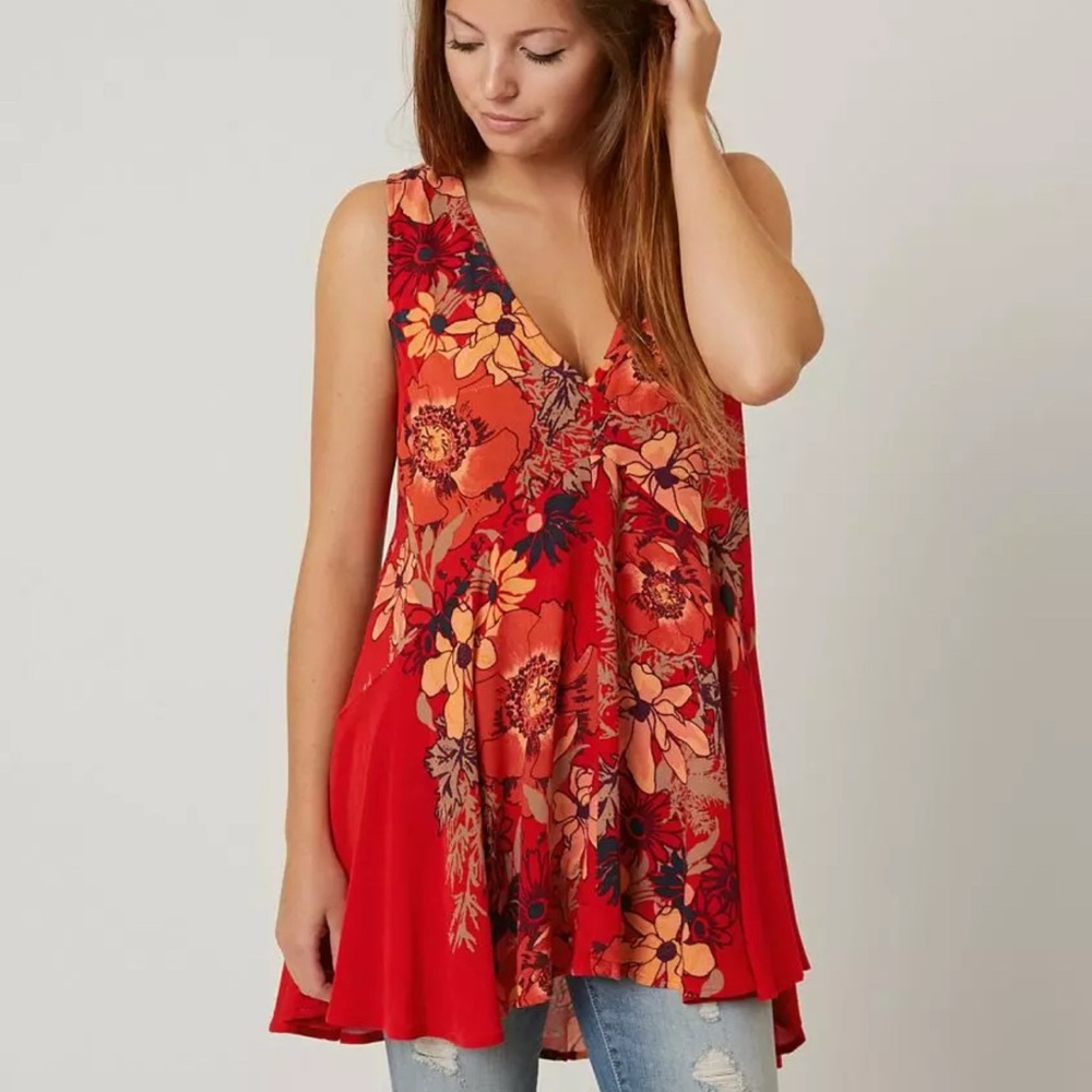 EUC Free People szM Backyard hi-lo swing tunic mini dress…